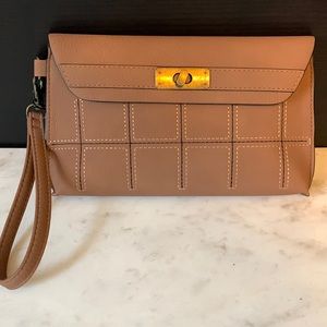 Mundi Brown Stitched-Up RFID Protected Wristlet